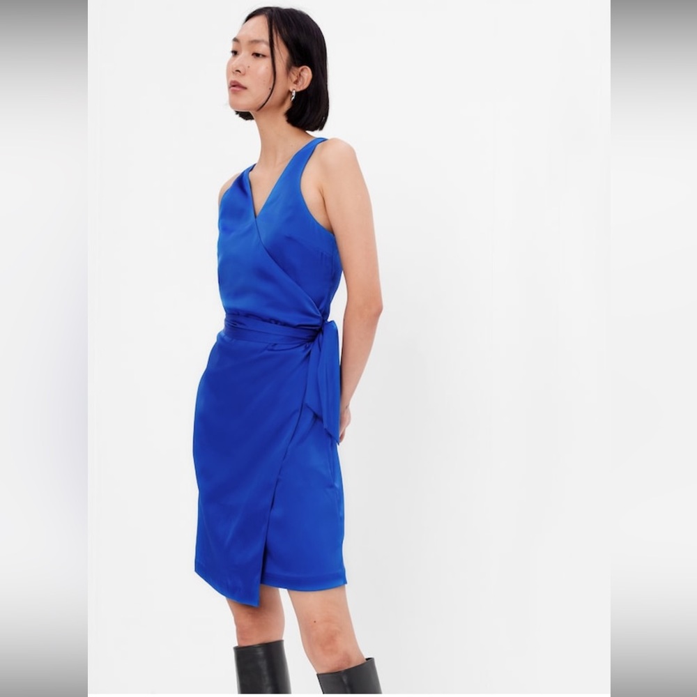 Gap satin mini wrap dress